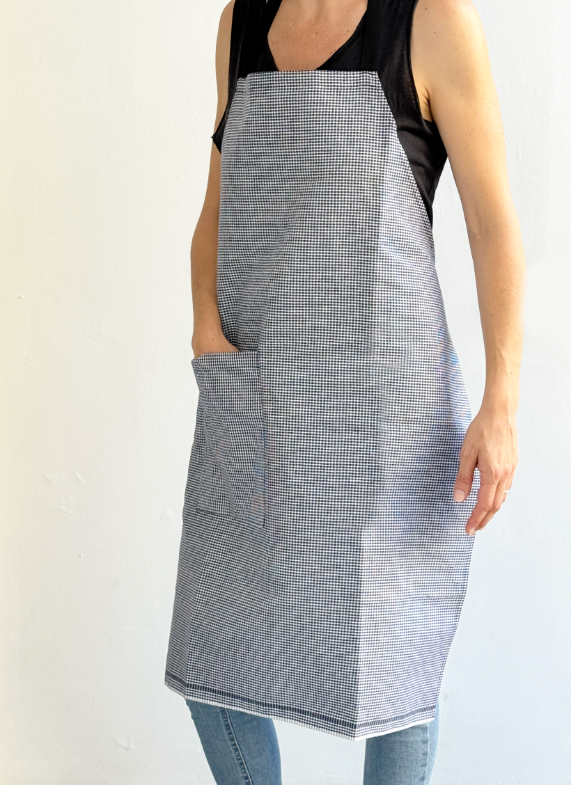 Blue checkered apron